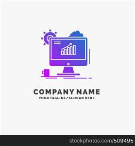 Analytics, chart, seo, web, Setting Purple Business Logo Template. Place for Tagline.. Vector EPS10 Abstract Template background