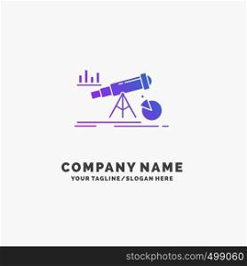 Analytics, finance, forecast, market, prediction Purple Business Logo Template. Place for Tagline.. Vector EPS10 Abstract Template background