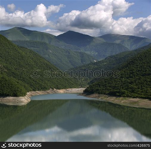 Ananuri Lake in Georgia country. Caucasus.