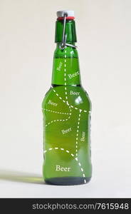 Anatomy of Bottle Beer with Dotted Lines