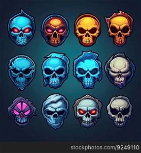 anatomy skull death game ai generated. scary background, pirate danger, medical health anatomy skull death game illustration. anatomy skull death game ai generated