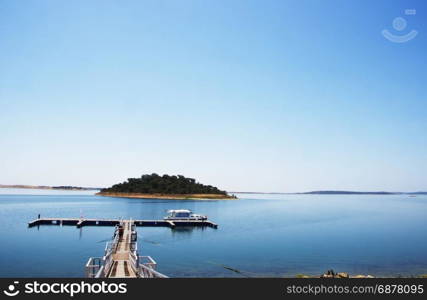 anchorage in Alqueva lake, Alentejo, Portugal