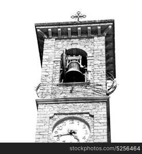 ancien clock tower in italy europe old stone and bell