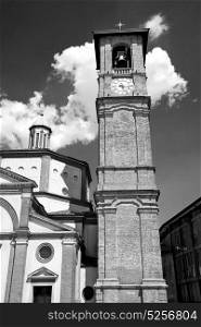 ancien clock tower in italy europe old stone and bell