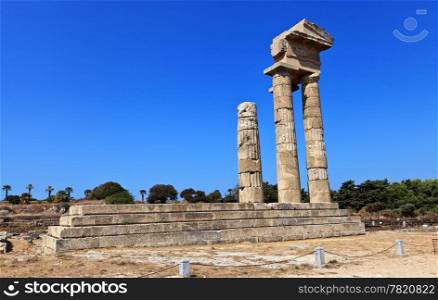 Ancient acropolis ruins of Rhodes. Rhodes island. Greece.