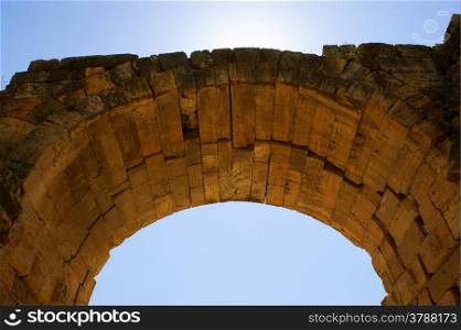 ancient arch with blue sky background