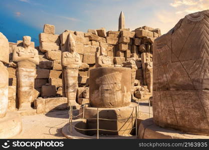 Ancient architectural scenery of the Third Pylon in Karnak Temple, Luxor, Egypt.