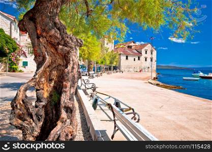 Ancient architecture and waterfront of Kastel Stafilic, Split surroundings in Dalmatia, Croatia