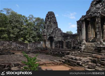 Ancient Bayon Temple At Angkor Wat, Siem Reap, Cambodia