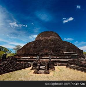 Ancient Buddhist dagoba (stupe) Pabula Vihara. Ancient city of Pollonaruwa, Sri Lanka