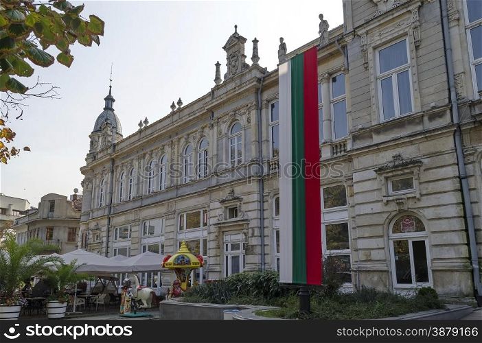 Ancient building with rich decoration in center of Ruse town, Bulgaria
