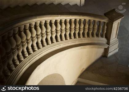 Ancient Castle curved stairs. Stone made