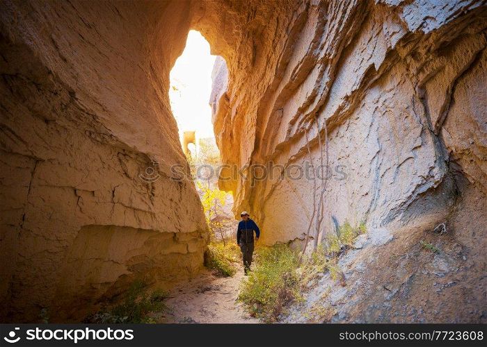 Ancient cave interior in Cappadocia, Turkey