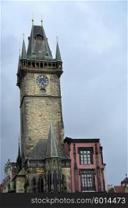 ancient church tower in prague old town
