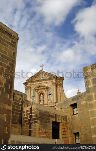ancient church tower of malta cathedral detail