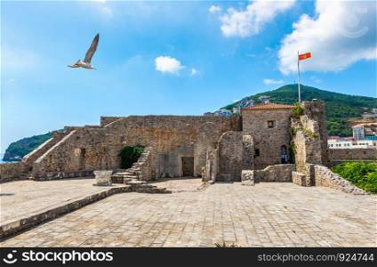 Ancient Citadel in Old Town of Budva inside, Montenegro. Citadel in Budva