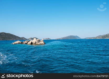 ancient city on the Kekova. Sea, near ruins of the ancient city on the Kekova island, Turkey