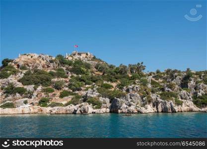 ancient city on the Kekova. Sea, near ruins of the ancient city on the Kekova island, Turkey