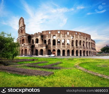 Ancient Colosseum in Rome near the Roman Forum