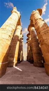 Ancient Columns in the Great Hypostyle Hall, Karnak Temple, Luxor, Egypt.. Ancient Columns in the Great Hypostyle Hall, Karnak Temple, Luxor, Egypt
