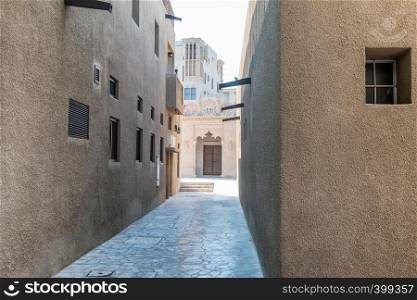 Ancient constructions in Old Dubai Quarter.