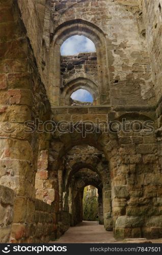 Ancient corridor with windows