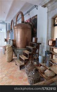 Ancient distiller for the production of perfume in Fragonard factory in Grasse, France