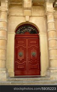 ancient door in a church in malta island