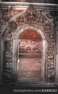 ancient doors of Nepal carved from stone and wood. ancient doors of Nepal