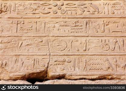 ancient egypt hieroglyphics on wall in karnak temple
