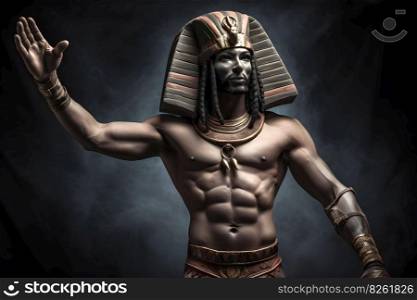 ancient egyptian pharaoh statue. Neural network AI generated art. ancient egyptian pharaoh statue. Neural network AI generated