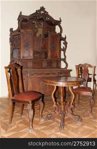 Ancient furniture. 1600-1700 years. A museum piece castle Lvov, Ukraine