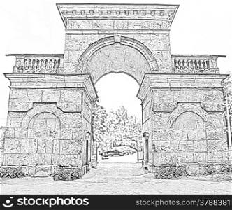 ancient gate in an arch entrance to the park