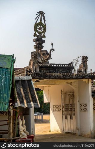 Ancient gate of Wat Pong Yang Kok in Hang Chat District, Lampang Province, Thailand