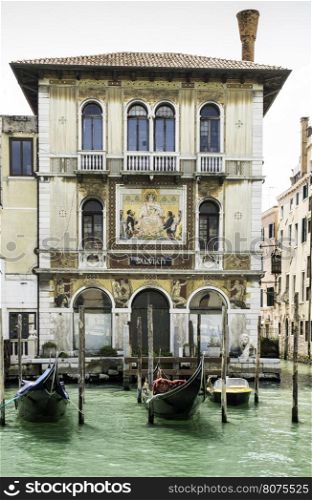 Ancient gondolas boat in Venice.