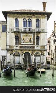 Ancient gondolas boat in Venice.