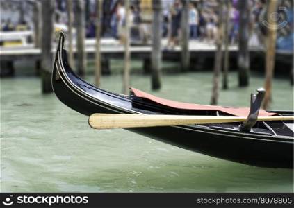 Ancient gondolas boat in Venice. Close up gondola