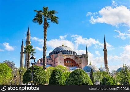 Ancient Hagia Sophia and blue sky at summer day. Ancient Hagia Sophia