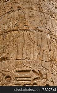 Ancient hieroglyphs on wall, Temple of Karnak,