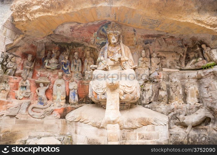 Ancient Hillside Stone Carving of Shakyamuni Buddha Repaying His Parents&rsquo; Kindness - Baodingshan, Dazu, China