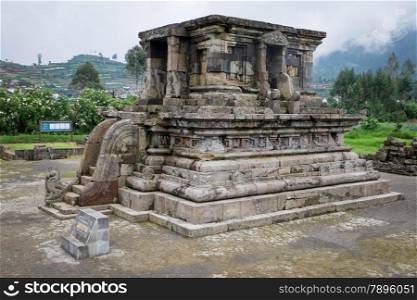 Ancient Hindu temple on the Dieng plateau, Indonesia