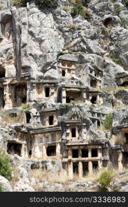 Ancient Lycian tombs in Myra, Turkey