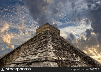 Ancient Mayan pyramid, Kukulcan Temple at Chichen Itza, Yucatan, Mexico