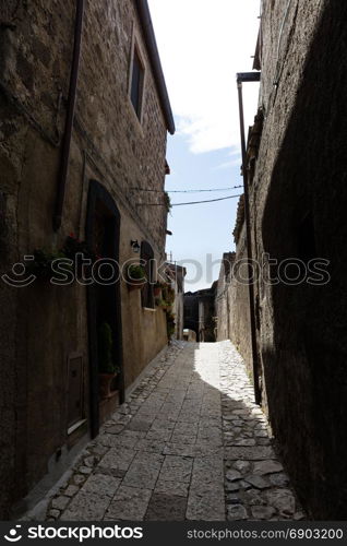 Ancient medieval streets of Caserta Vecchia. Italy