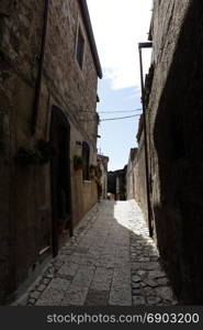 Ancient medieval streets of Caserta Vecchia. Italy