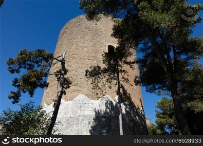 Ancient medieval tower of Caserta Vecchia. Italy
