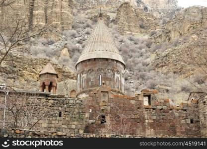 Ancient monastery Geghard in the mountains of Armenia. Was founded in 4th century.