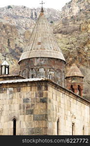 Ancient monastery Geghard in the mountains of Armenia. Was founded in 4th century.