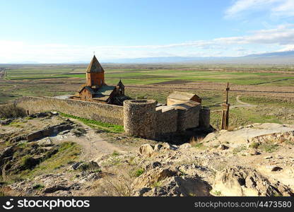 Ancient monastery Khor Virap in the mountains of Armenia. Was founded in years 642-1662.