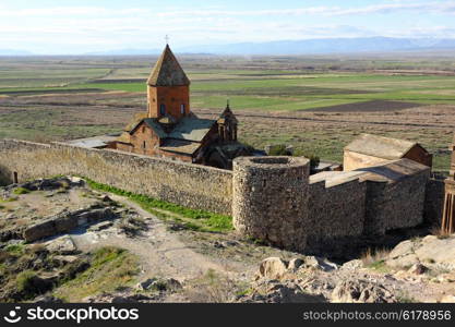 Ancient monastery Khor Virap in the mountains of Armenia. Was founded in years 642-1662.